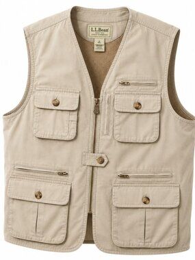 Share Vintage LL Bean Canvas Sherpa Lined Utility Vest Mens XXL 2XL Tan 80s 90s